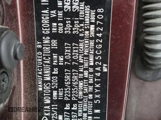 2012 Kia Sorento LX with VIN 5XYKT4A25CG242708, listed as a Copart auction lot 51382155 with 156,175 mi miles and Salvage Title. Bid and sale history available at carsss.com. Image 14.