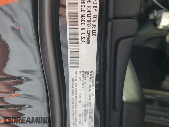 2020 Jeep Grand Cherokee Limited with VIN 1C4RJFBGXLC399505, listed as a Copart auction lot 60528325 with Not provided miles and Salvage title. Bid and sale history available at DreamBid. Image 14.