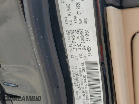 2020 Jeep Grand Cherokee Limited with VIN 1C4RJEBGXLC246617, listed as a Copart auction lot 59770475 with 142,221 mi miles and Salvage title. Bid and sale history available at DreamBid. Image 13.