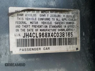 2004 Acura TSX z VIN JH4CL968X4C038165, wystawiony jako Copart lot #61095245 z przebiegiem 176 657 mil mil oraz Czysty tytuł • Clean title. Historia ofert i sprzedaży dostępna na DreamBid. Obrazek 12.