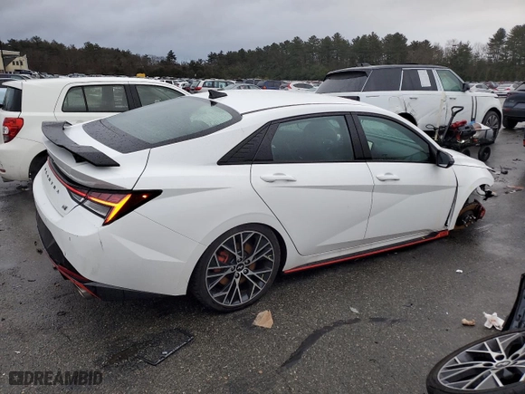 2023 Hyundai Elantra N with VIN KMHLW4AK5PU014896, listed as a Copart auction lot 47989035 with 19,800 mi miles and Salvage Title. Bid and sale history available at carsss.com. Image 3.