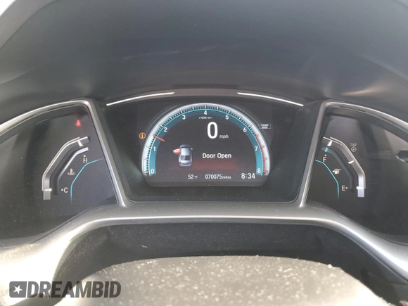 2017 Honda Civic EX-T with VIN 19XFC1E33HE002127, listed as a Copart auction lot 53803365 with 70,075 mi miles and Salvage Title. Bid and sale history available at DreamBid. Image 9.