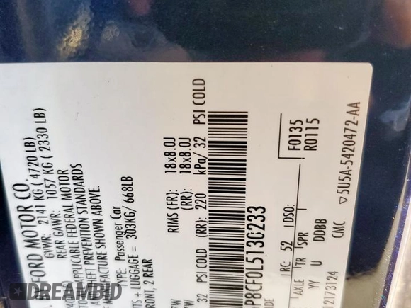2020 Ford Mustang GT with VIN 1FA6P8CF0L5130233, listed as a Copart auction lot 57166475 with 75,523 mi miles and Salvage title. Bid and sale history available at DreamBid. Image 12.