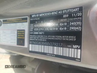 2021 Mercedes-Benz GLC 300 with VIN W1N0G8DB4MV279217, listed as a Copart auction lot 56144895 with 34,886 mi miles and Salvage title. Bid and sale history available at DreamBid. Image 13.