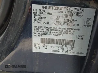 2004 Ford Escape XLT с VIN 1FMYU93154KA98965, выставлен на аукционе IAAI как лот 42630357 с пробегом Не указан миль и . История ставок и продаж доступна на DreamBid. Изображение 9.