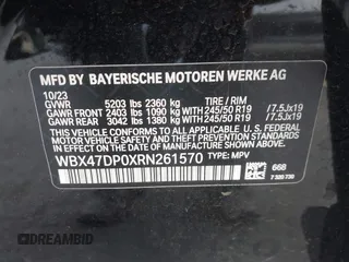 2024 BMW X3 sDrive30i with VIN WBX47DP0XRN261570, listed as a IAAI auction lot 41414992 with 15,146 mi miles and . Bid and sale history available at DreamBid. Image 9.