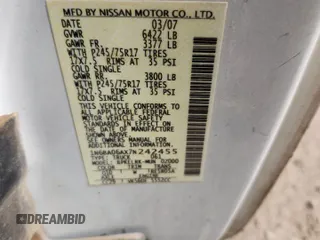 2007 Nissan Titan LE with VIN 1N6BA06AX7N242455, listed as a Copart auction lot 61811175 with 211,040 mi miles and Salvage title. Bid and sale history available at DreamBid. Image 12.