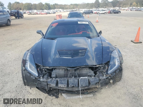 2017 Chevrolet Corvette Z06 2LZ with VIN 1G1YR2D61H5600116, listed as a Copart auction lot 76801114 with 68,965 mi miles and Salvage Title. Bid and sale history available at carsss.com. Image 5.