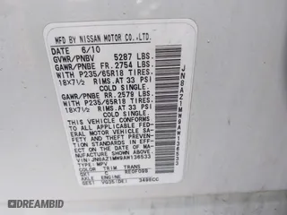 2010 Nissan Murano LE with VIN JN8AZ1MW9AW136533, listed as a IAAI auction lot 41848970 with 1 mi miles. Bid and sale history available at carsss.com. Image 9.