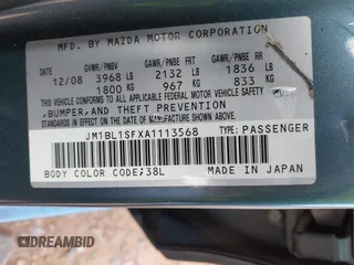 2010 Mazda 3 i SV with VIN JM1BL1SFXA1113568, listed as a IAAI auction lot 41826942 with 168,848 mi miles and . Bid and sale history available at DreamBid. Image 9.