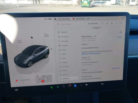 2023 Tesla Model Y Long Range with VIN 7SAYGDEE8PA140562, listed as a IAAI auction lot 41837231 with 30,847 mi miles. Bid and sale history available at carsss.com. Image 7.