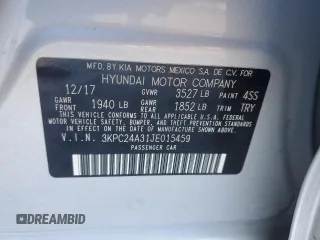 2018 Hyundai Accent SEL with VIN 3KPC24A31JE015459, listed as a Copart auction lot 85662274 with 131,409 mi miles and Clean Title. Bid and sale history available at carsss.com. Image 12.