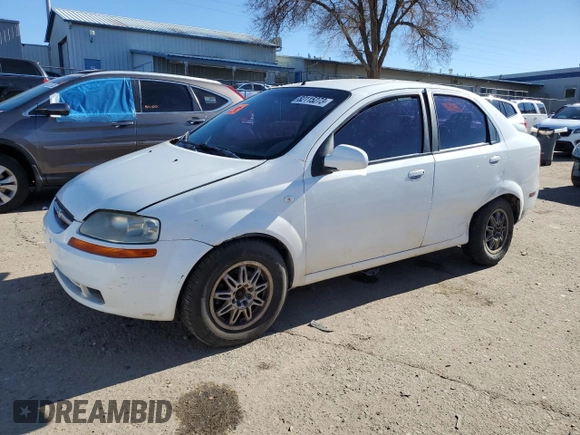 2006 Chevrolet Aveo LS with VIN KL1TD56616B542030, listed as a Copart auction lot 82115273 with 156,396 mi miles and Salvage title. Bid and sale history available at DreamBid. Image 1.