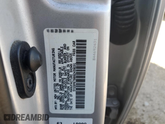 2009 Pontiac Vibe w/1SA with VIN 5Y2SP67889Z459031, listed as a Copart auction lot 69759984 with 81,476 mi miles and Salvage Title. Bid and sale history available at carsss.com. Image 12.
