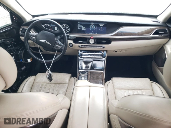 2018 Genesis G90 Ultimate with VIN KMHG54JH6JU040553, listed as a Copart auction lot 50723175 with 86,334 mi miles and Salvage Title. Bid and sale history available at carsss.com. Image 8.