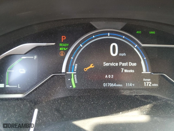 2018 Honda Clarity Plug-In Hybrid with VIN JHMZC5F19JC023724, listed as a Copart auction lot 65978663 with 17,064 mi miles. Bid and sale history available at carsss.com. Image 9.