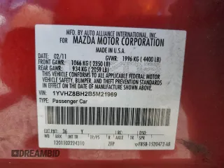 2011 Mazda 6 i Sport with VIN 1YVHZ8BH2B5M21969, listed as a Copart auction lot 63553225 with 101,461 mi miles and Salvage title. Bid and sale history available at DreamBid. Image 12.