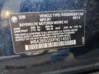 2015 BMW 3 Series 328i xDrive with VIN WBA3B5G50FNS14551, listed as a Copart auction lot 46627015 with 76,837 mi miles and Salvage Title. Bid and sale history available at carsss.com. Image 12.