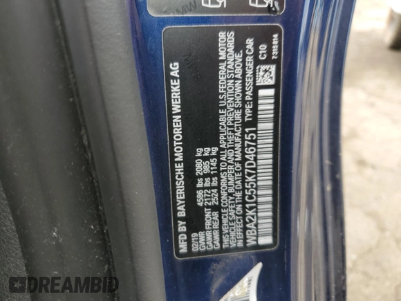 2019 BMW 2 Series 230i xDrive with VIN WBA2K1C55K7D46751, listed as a Copart auction lot 56093404 with 35,196 mi miles. Bid and sale history available at carsss.com. Image 13.