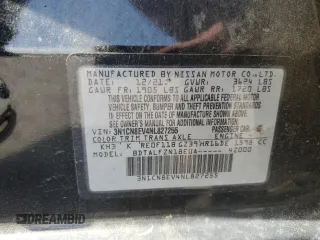 2022 Nissan Versa SV with VIN 3N1CN8EV4NL827255, listed as a Copart auction lot 53330135 with 49,597 mi miles and Salvage title. Bid and sale history available at DreamBid. Image 12.