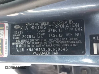2016 Kia Rio LX with VIN KNADM4A33G6659846, listed as a IAAI auction lot 41909691 with 74,594 mi miles and . Bid and sale history available at DreamBid. Image 9.