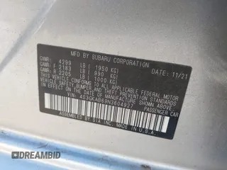2022 Subaru Impreza z VIN 4S3GKAB69N3604927, wystawiony jako IAAI lot #41504961 z przebiegiem 34 973 mil mil oraz . Historia ofert i sprzedaży dostępna na DreamBid. Obrazek 9.