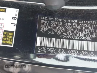 2013 Toyota Prius One with VIN JTDKN3DU3D0340452, listed as a IAAI auction lot 42141584 with 154,187 mi miles. Bid and sale history available at carsss.com. Image 9.