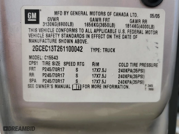 2006 Chevrolet Silverado 1500 LT1 with VIN 2GCEC13T261100042, listed as a Copart auction lot 47616455 with 188,411 mi miles and Salvage Title. Bid and sale history available at carsss.com. Image 13.