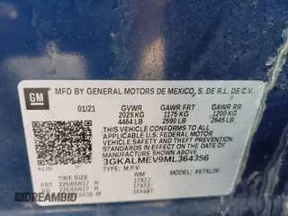 2021 GMC Terrain SLE with VIN 3GKALMEV9ML364356, listed as a Copart auction lot 47808015 with 81,532 mi miles and Non repairable. Bid and sale history available at DreamBid. Image 13.