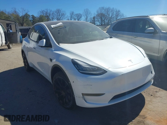 2021 Tesla Model Y Long Range with VIN 5YJYGDEE8MF125104, listed as a IAAI auction lot 41698065 with 25,177 mi miles and . Bid and sale history available at DreamBid. Image 1.