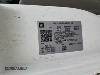 2022 Chevrolet Express Cargo with VIN 1GCWGAFPXN1155012, listed as a Copart auction lot 62039645 with 30,890 mi miles and Salvage title. Bid and sale history available at DreamBid. Image 13.