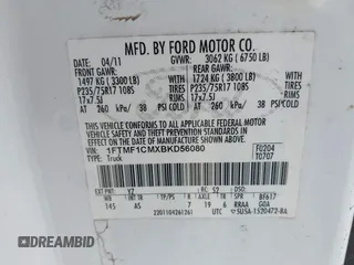2011 Ford F-150 XL with VIN 1FTMF1CMXBKD56080, listed as a IAAI auction lot 41768095 with 269,355 mi miles. Bid and sale history available at carsss.com. Image 9.