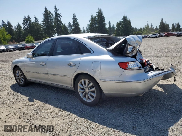 2007 Hyundai Azera SE with VIN KMHFC46F77A241607, listed as a Copart auction lot 59318345 with 198,664 mi miles and Salvage title. Bid and sale history available at DreamBid. Image 2.