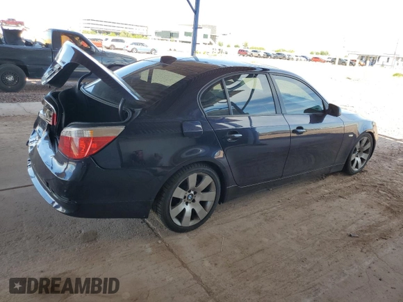 2007 BMW 5 Series 530i with VIN WBANE73567CM55416, listed as a Copart auction lot 53822535 with 145,066 mi miles and Salvage Title. Bid and sale history available at carsss.com. Image 3.
