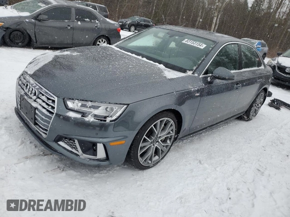 2019 Audi A4 Prestige with VIN WAUFNAF47KA121646, listed as a Copart auction lot 83153154 with 68,912 mi miles and Salvage Title. Bid and sale history available at carsss.com. Image 1.