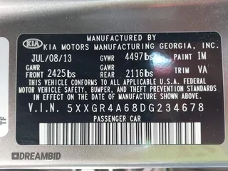 2013 Kia Optima SX with VIN 5XXGR4A68DG234678, listed as a IAAI auction lot 42539462 with 136,756 mi miles and . Bid and sale history available at DreamBid. Image 9.