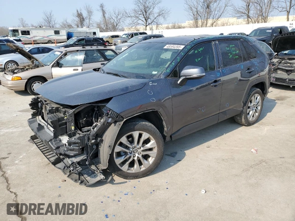 2019 Toyota RAV4 XLE Premium with VIN JTMA1RFV7KD026132, listed as a Copart auction lot 48594395 with 34,671 mi miles and Salvage Title. Bid and sale history available at carsss.com. Image 1.