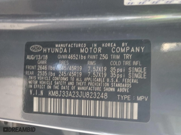2018 Hyundai Tucson Value with VIN KM8J33A23JU823248, listed as a Copart auction lot 42967005 with 107,295 mi miles and Salvage Title. Bid and sale history available at carsss.com. Image 13.