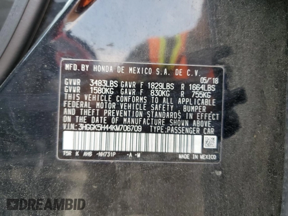 2019 Honda Fit LX с VIN 3HGGK5H44KM706709, выставлен на аукционе Copart как лот 59194995 с пробегом 43 344 миль миль и Списание • Salvage title. История ставок и продаж доступна на DreamBid. Изображение 13.