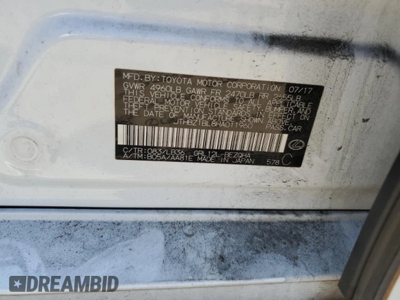 2017 Lexus GS 350 with VIN JTHBZ1BL8HA011960, listed as a Copart auction lot 60634705 with 147,485 mi miles and Salvage title. Bid and sale history available at DreamBid. Image 12.