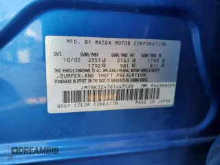 2006 Mazda 3 s with VIN JM1BK324761447139, listed as a Copart auction lot 59332535 with 161,849 mi miles and Salvage title. Bid and sale history available at DreamBid. Image 12.