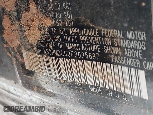 2014 Subaru Legacy Premium with VIN 4S3BMBC63E3025697, listed as a IAAI auction lot 42230758 with Not provided miles and . Bid and sale history available at DreamBid. Image 9.