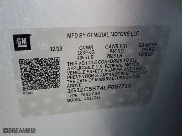 2020 Chevrolet Malibu LS with VIN 1G1ZC5ST4LF067715, listed as a Copart auction lot 48761435 with 132,193 mi miles and Salvage Title. Bid and sale history available at carsss.com. Image 12.