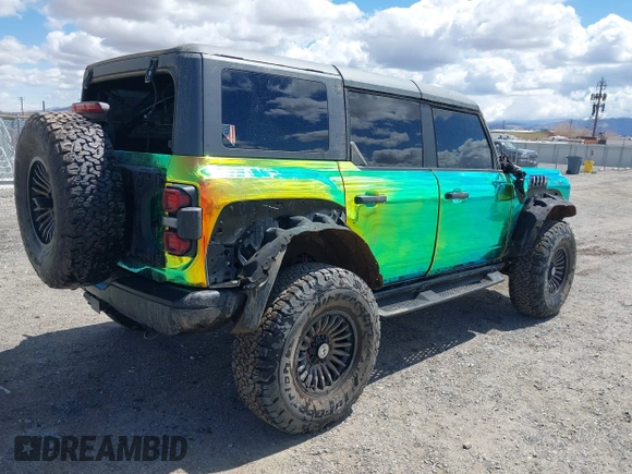 2023 Ford Bronco Raptor with VIN 1FMEE5JR8PLC06060, listed as a IAAI auction lot 41936950 with 13,623 mi miles and . Bid and sale history available at DreamBid. Image 4.