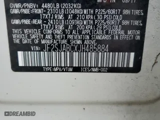2018 Subaru Forester with VIN JF2SJABCXJH485884, listed as a Copart auction lot 43387705 with 105,865 mi miles and Salvage Title. Bid and sale history available at carsss.com. Image 13.