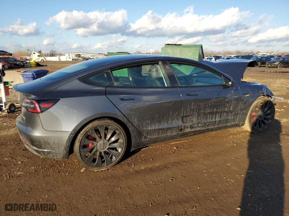 2023 Tesla Model 3 Performance with VIN 5YJ3E1EC4PF399000, listed as a Copart auction lot 46461455 with 23,339 mi miles and Salvage Title. Bid and sale history available at carsss.com. Image 3.
