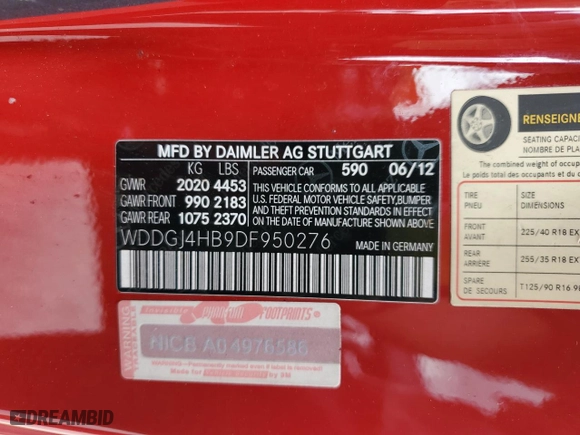 2013 Mercedes-Benz C-Class C 250 with VIN WDDGJ4HB9DF950276, listed as a Copart auction lot 51135075 with 112,693 mi miles and Salvage Title. Bid and sale history available at carsss.com. Image 14.