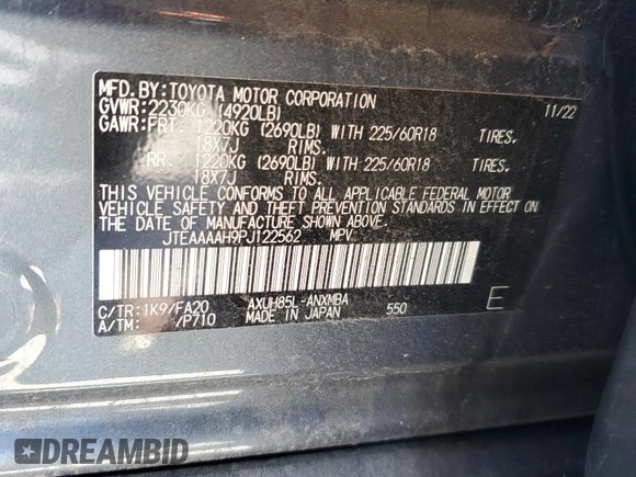 2023 Toyota Venza LE z VIN JTEAAAAH9PJ122562, wystawiony jako Copart lot #56572405 z przebiegiem 31 215 mil mil oraz Szkoda całkowita • Salvage title. Historia ofert i sprzedaży dostępna na DreamBid. Obrazek 13.