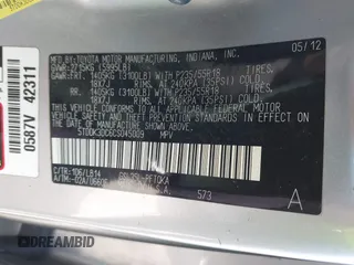 2012 Toyota Sienna XLE with VIN 5TDDK3DC6CS045009, listed as a IAAI auction lot 41790571 with 154,817 mi miles. Bid and sale history available at carsss.com. Image 9.