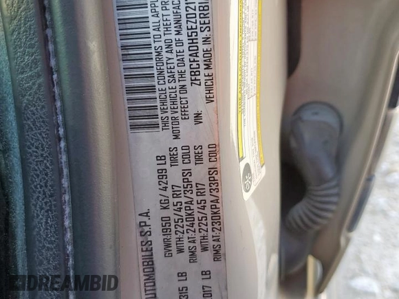 2014 FIAT 500L Trekking with VIN ZFBCFADH5EZ021708, listed as a Copart auction lot 60093615 with 160,414 mi miles and Salvage title. Bid and sale history available at DreamBid. Image 13.
